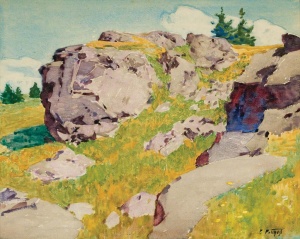 Potthast, Edward Henry, Crow's Nest, Monhegan, c.1920. Watercolor with gouache, 15 3/4 x 19 1/2 in. Private Collection.